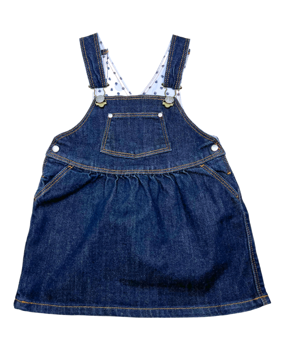 PETIT BATEAU - Raw denim dungaree dress - 18 months