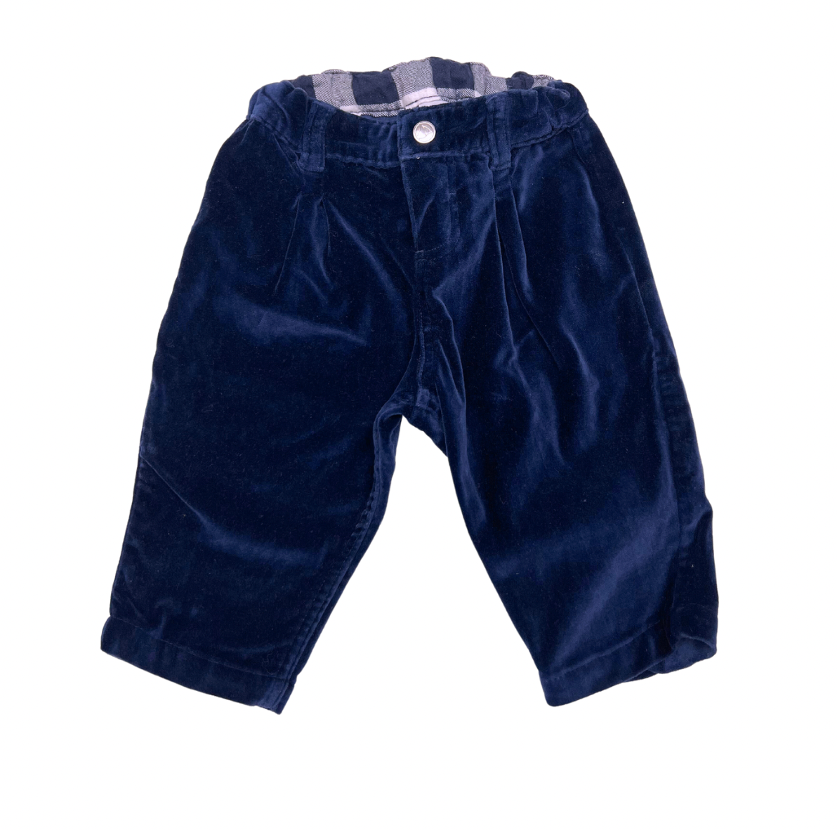 PETIT BATEAU - Pantalon en velours marine - 6 mois