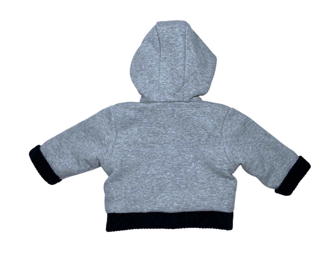 IKKS - Sweat gris reversible à rayures marines - 6 mois
