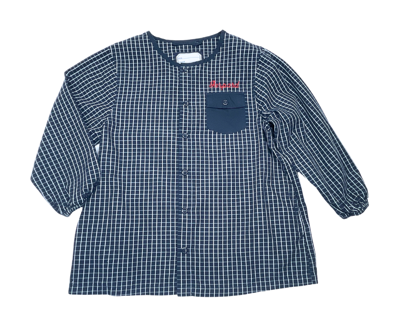 CYRILLUS - Tablier à carreaux bleu marine brodé Gaspard - 4 ans