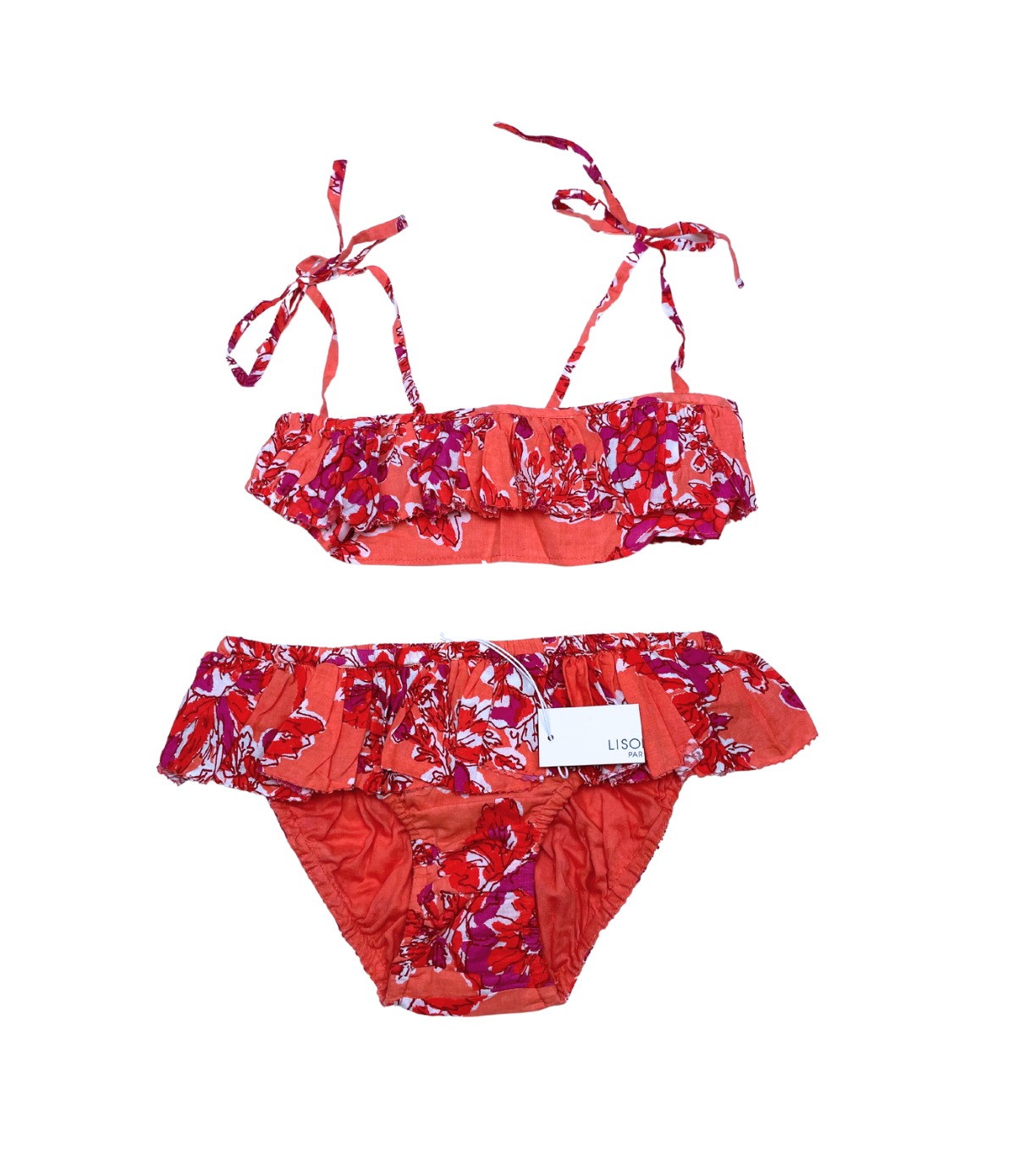 LISON PARIS - Orangefarbener Bikini-Badeanzug mit Blumenmuster - 10 Jahre