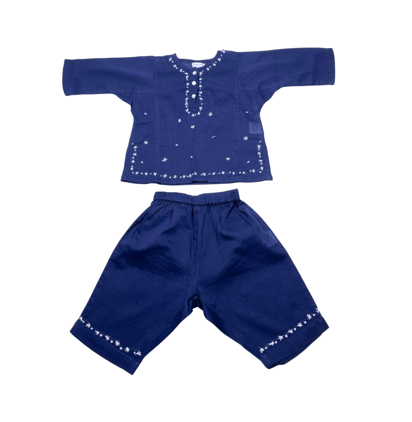 PARADIS BLANC - Ensemble marine léger avec broderies à la main - 3 mois