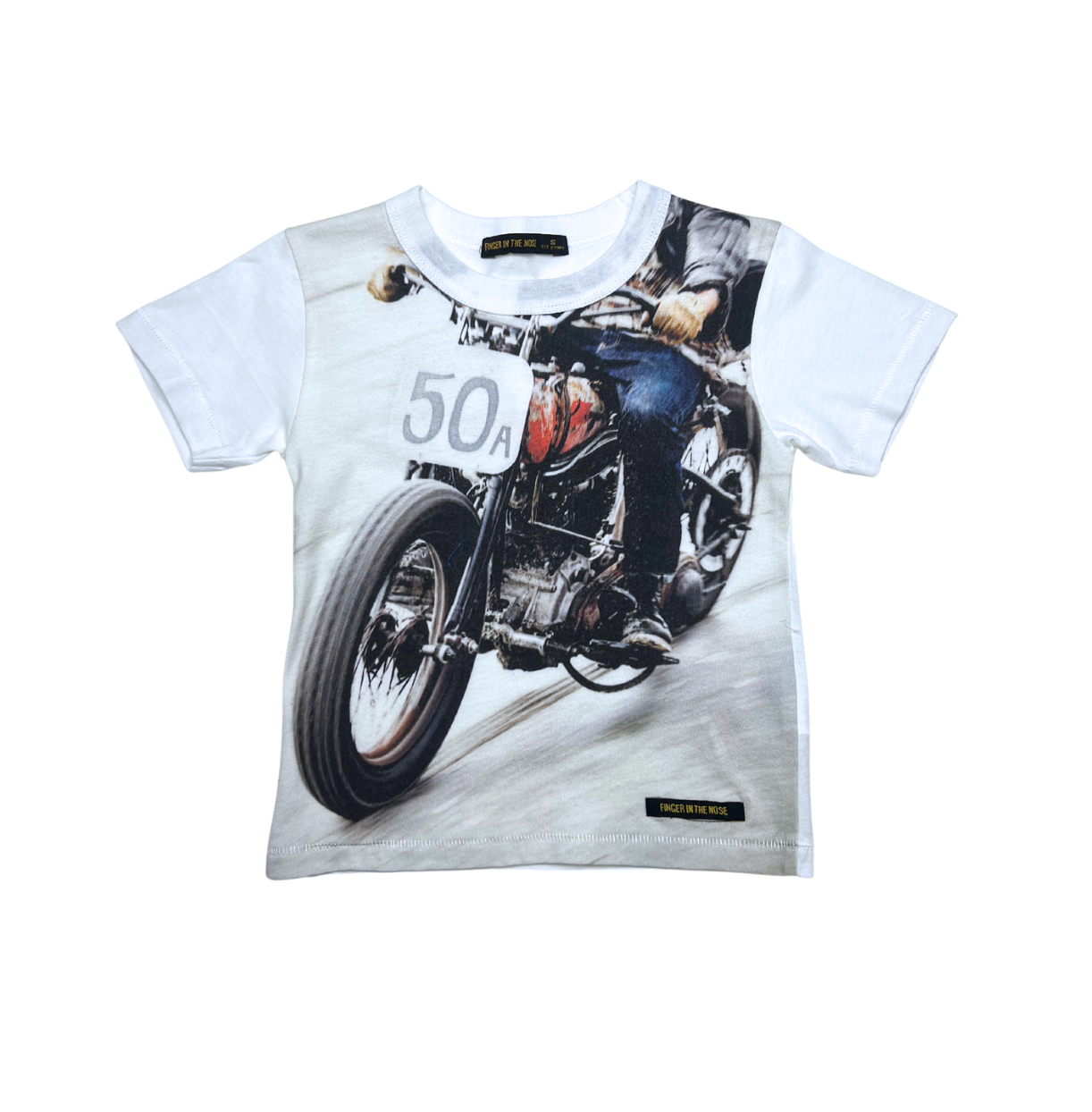 FINGER IN THE NOSE - Weißes Motorrad-T-Shirt - 2/3 Jahre