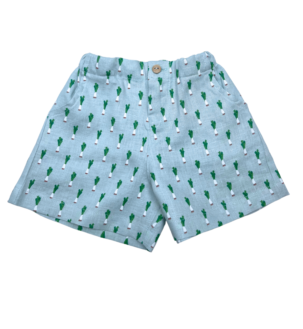 OEUF NYC - Short en lin imprimé poireaux - 12 mois