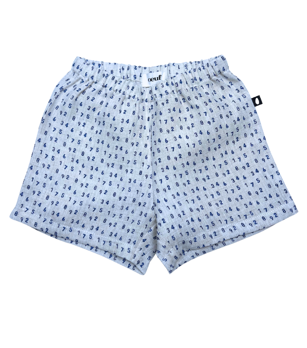 OEUF NYC - Short en lin imprimé chiffres - 12 mois