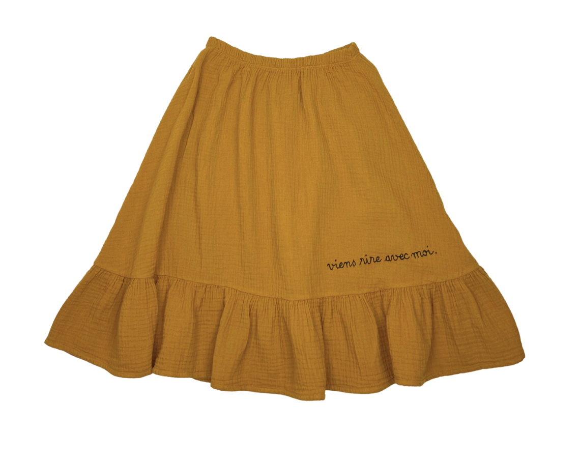EMILE & IDA - Jupe moutarde " viens rire avec moi" - 10 ans