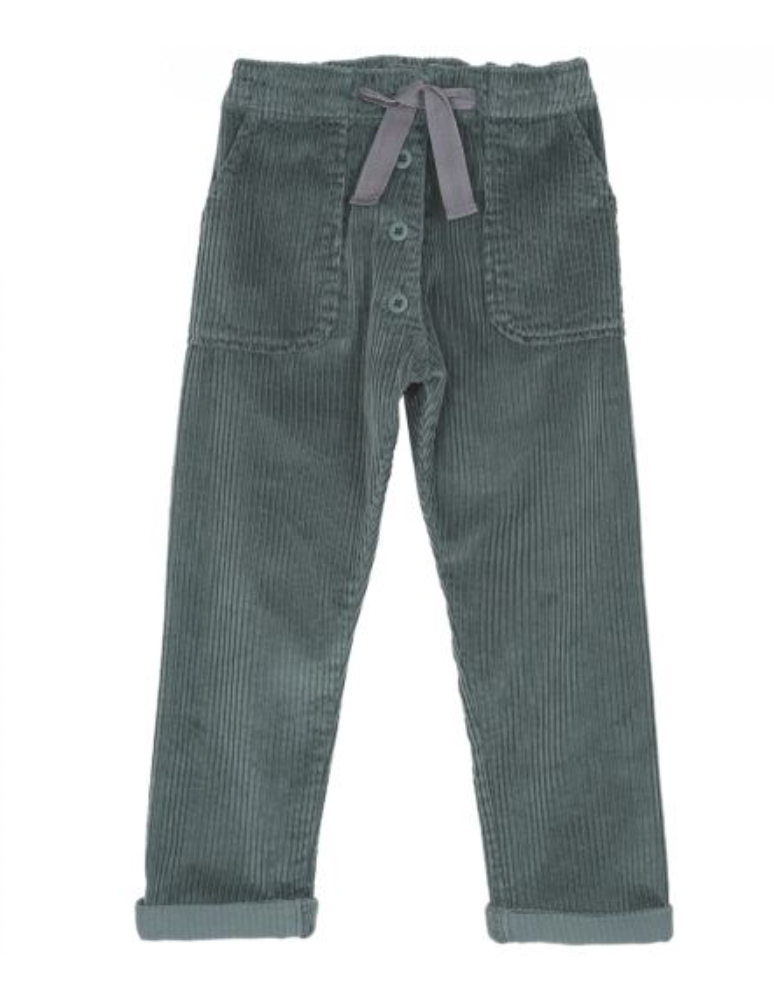 EMILE & IDA - Pantalon velours bleu/vert canard - 8 ans