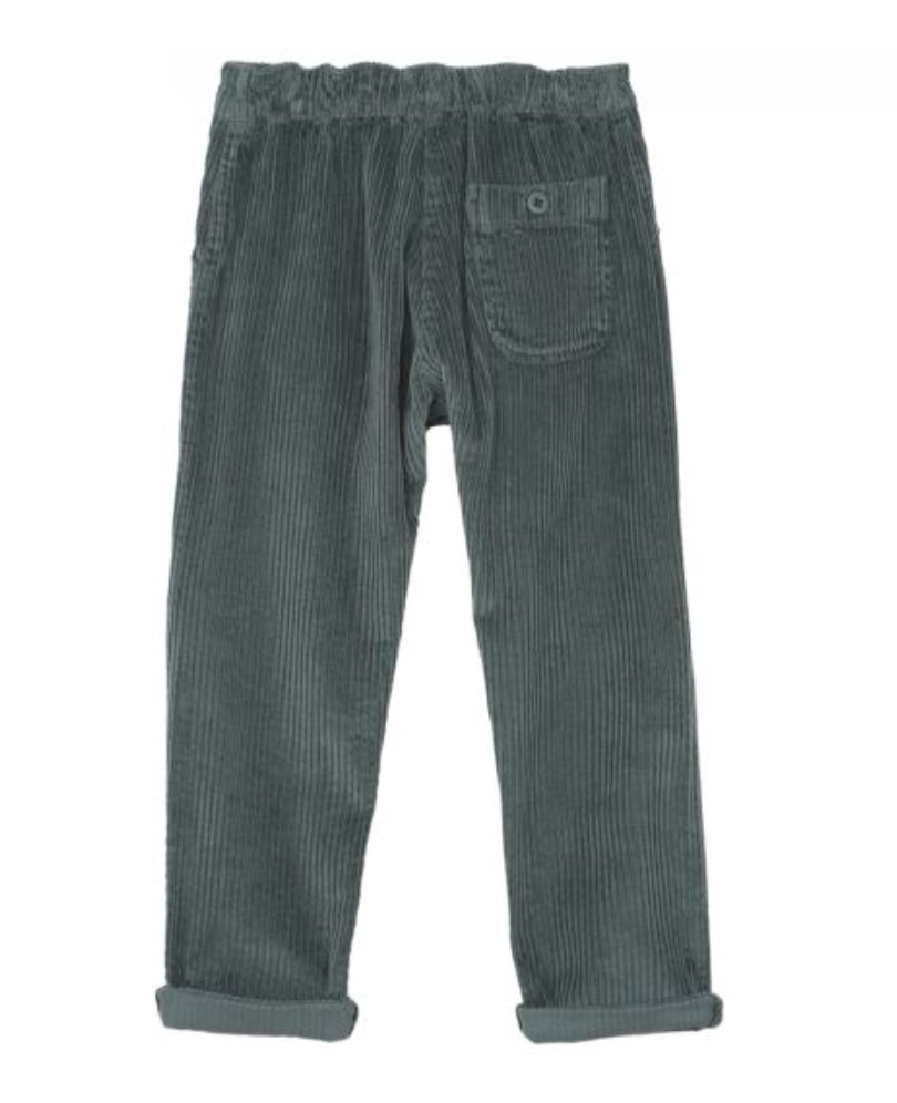 EMILE & IDA - Pantalon velours bleu/vert canard - 8 ans