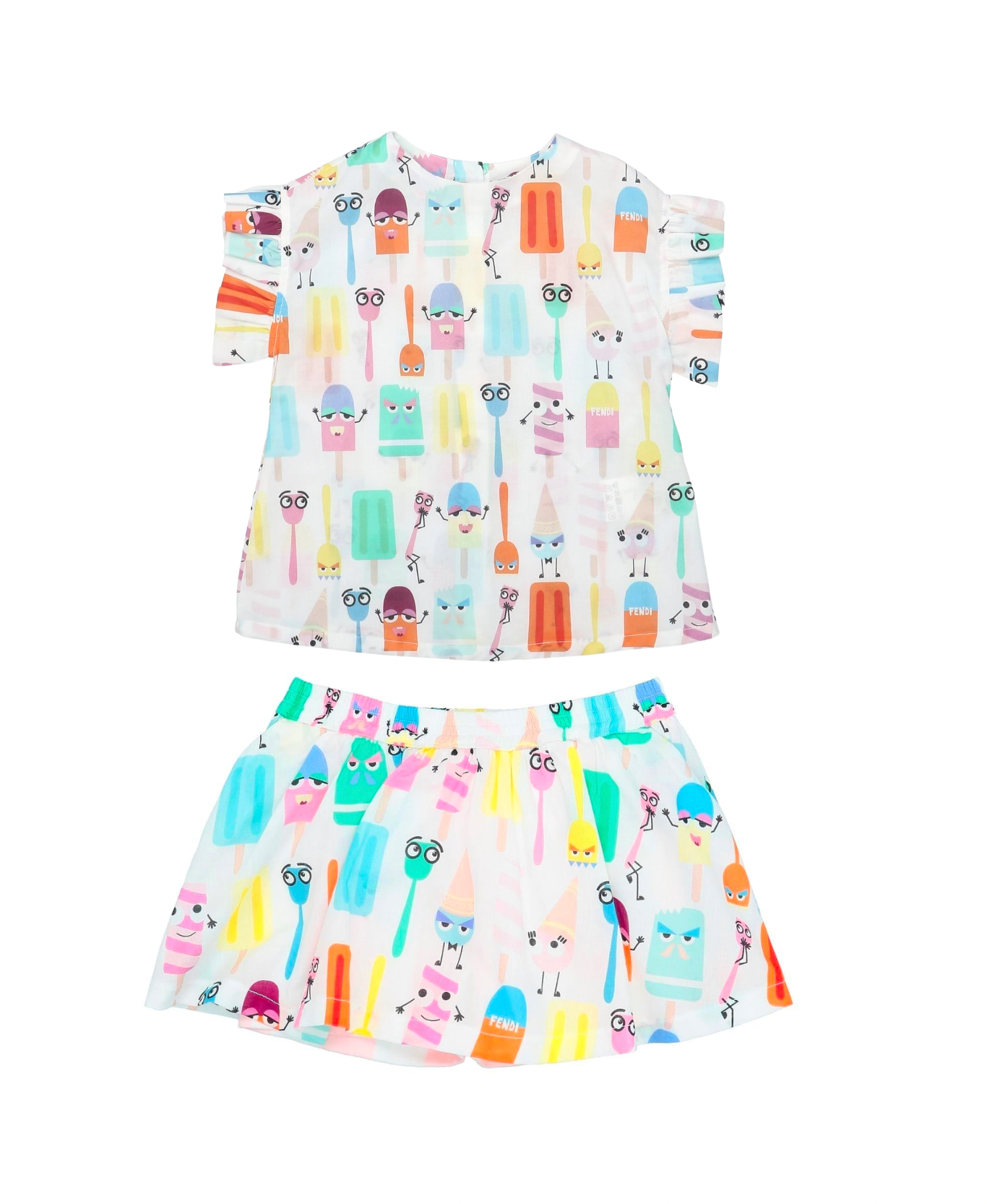 FENDI - Ensemble top & jupe imprimé glaces, sucettes et monster eyes - 3 mois