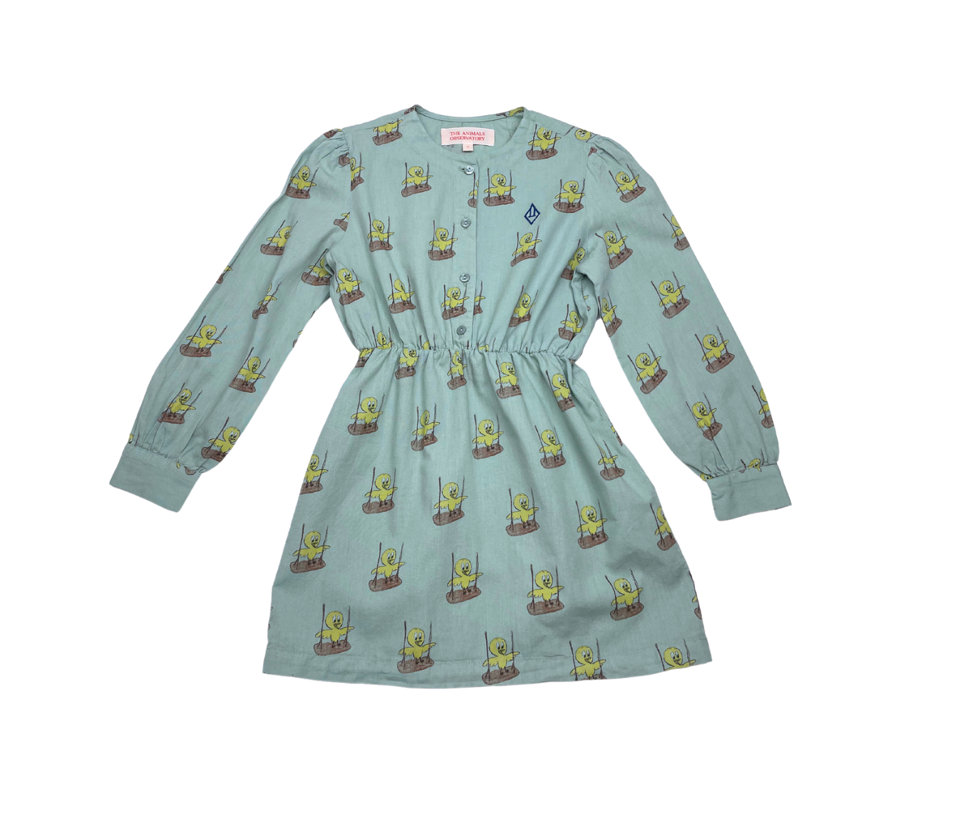 THE ANIMALS OBSERVATORY - Robe verte motifs poussins - 4 ans