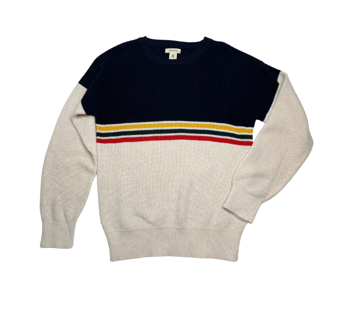 BELLEROSE - Pull bleu marine et beige - 8 ans