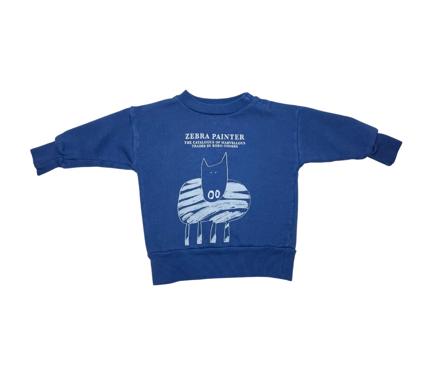 BOBO CHOSES - Sweat bleu "zebra painter"- 6/12 mois