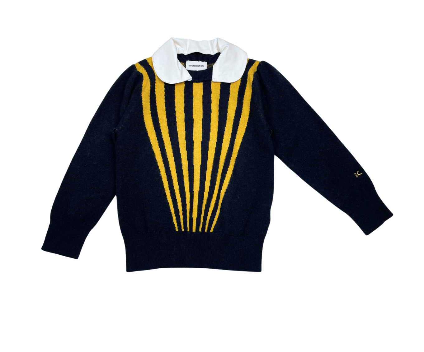 BOBO CHOSES - Pull noir et jaune avec col - 6/7 ans