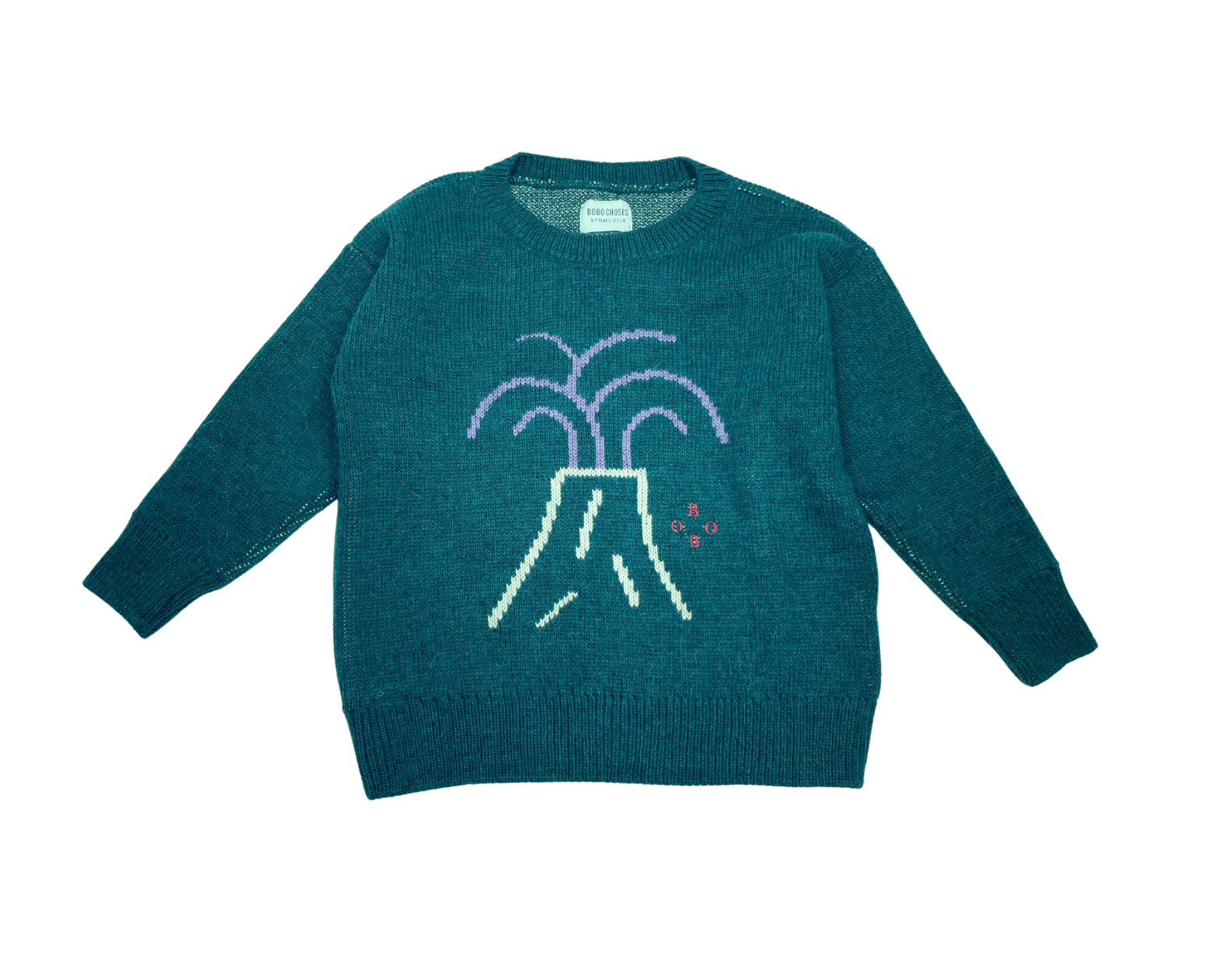 BOBO CHOSES - Pull vert en laine - 6/7ans
