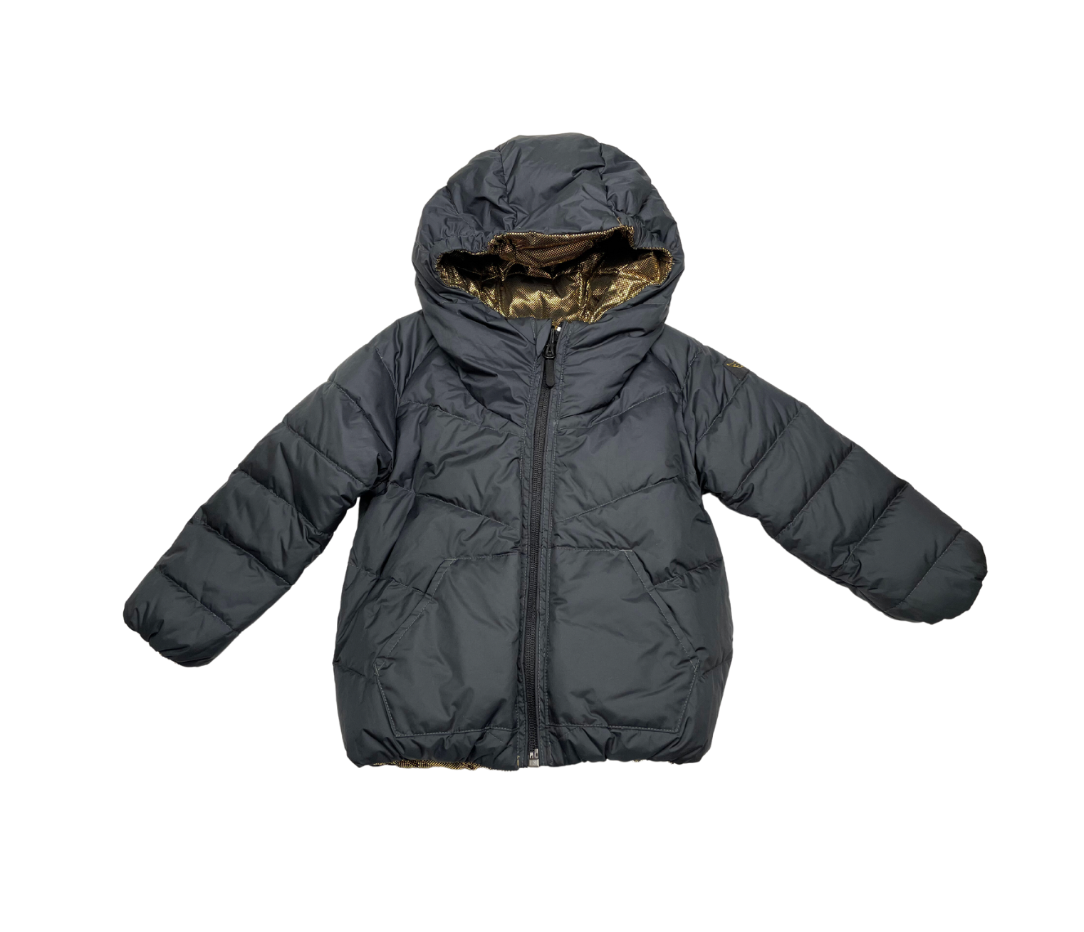 FINGER IN THE NOSE - Wendbare Daunenjacke in Schwarz und Gold - 2/3 Jahre
