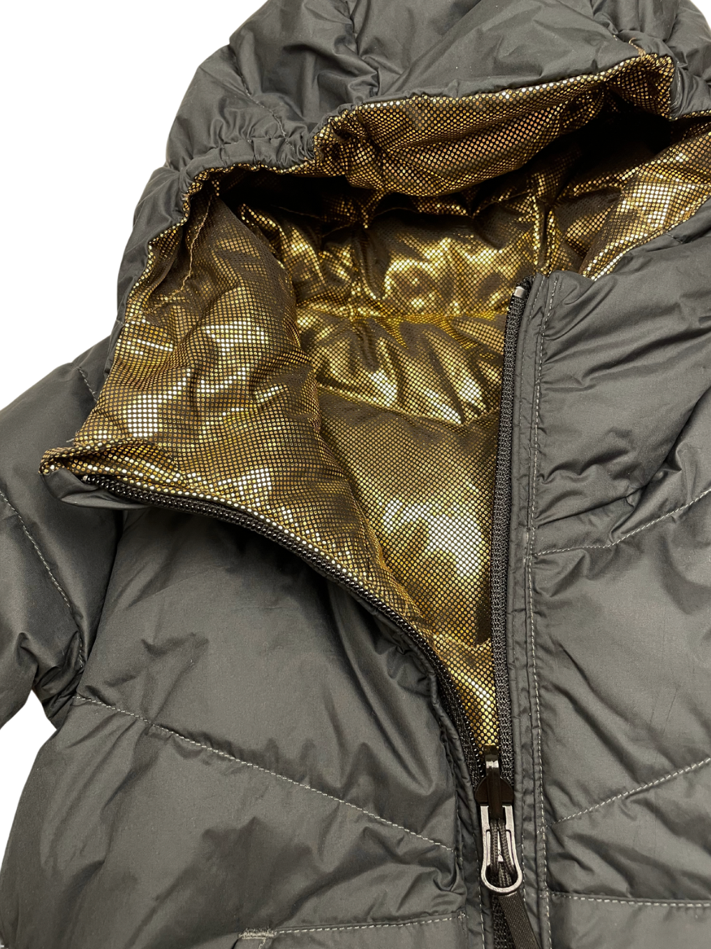 FINGER IN THE NOSE - Wendbare Daunenjacke in Schwarz und Gold - 2/3 Jahre