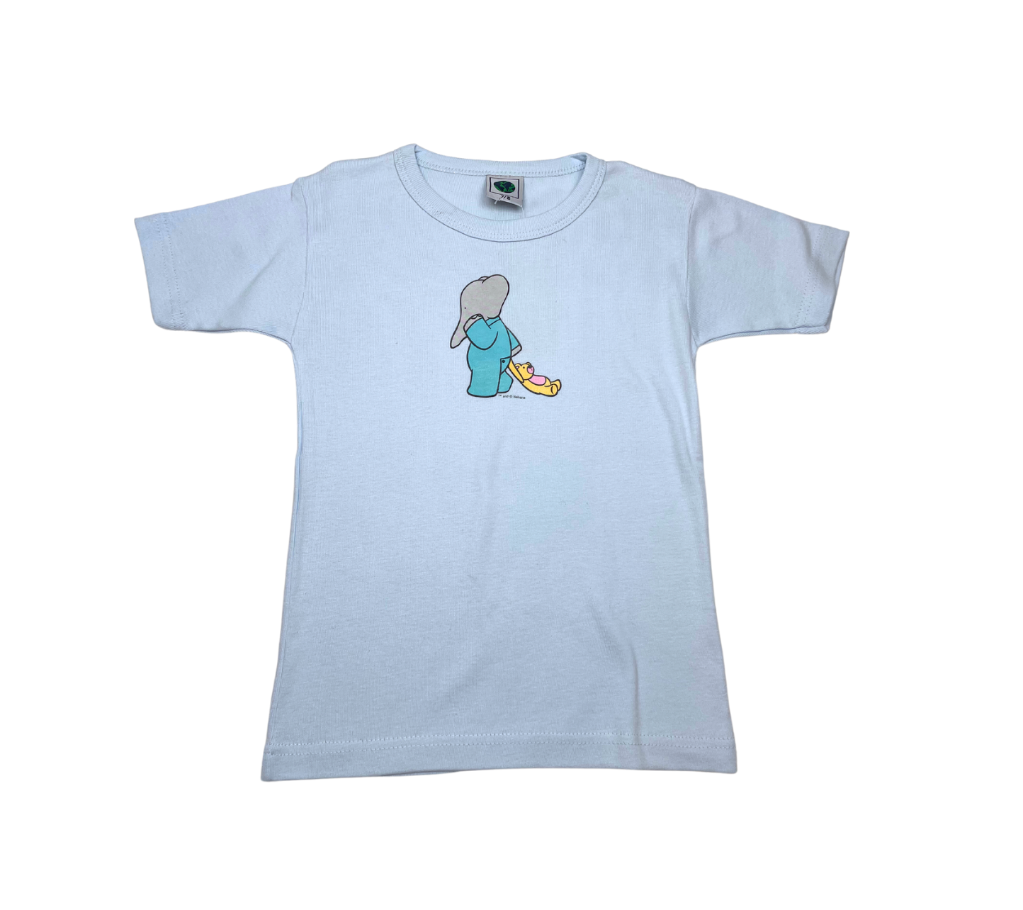 VINTAGE - Babar hellblaues T-Shirt - 7/8 Jahre