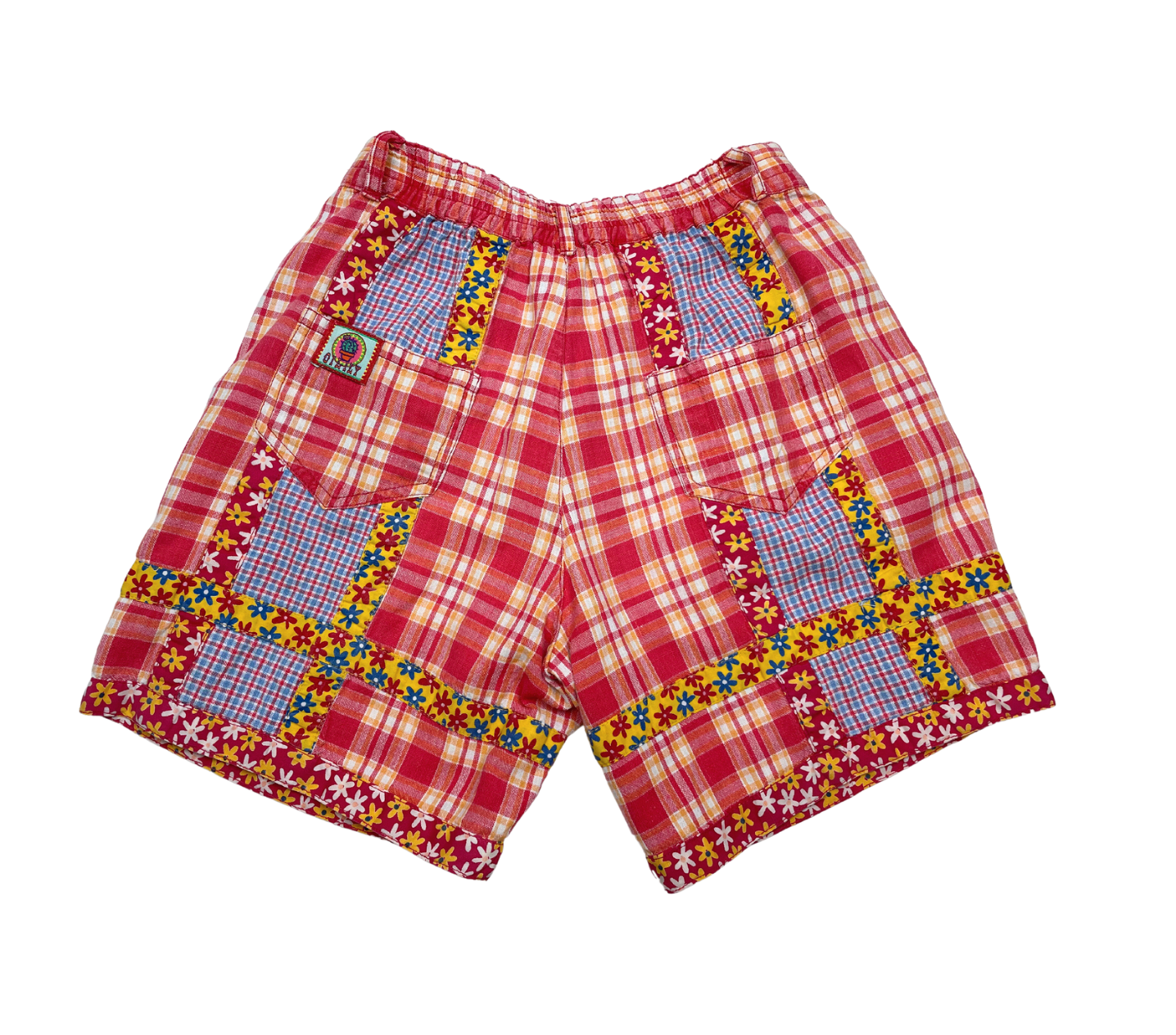 VINTAGE - Red shorts with checks and flowers - 4 years