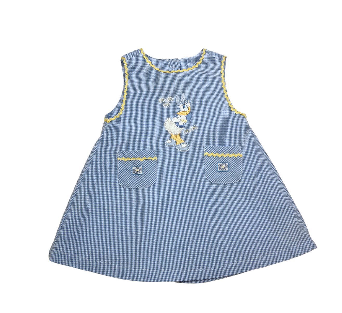 VINTAGE - Daisy blue gingham dress - 6/9 months