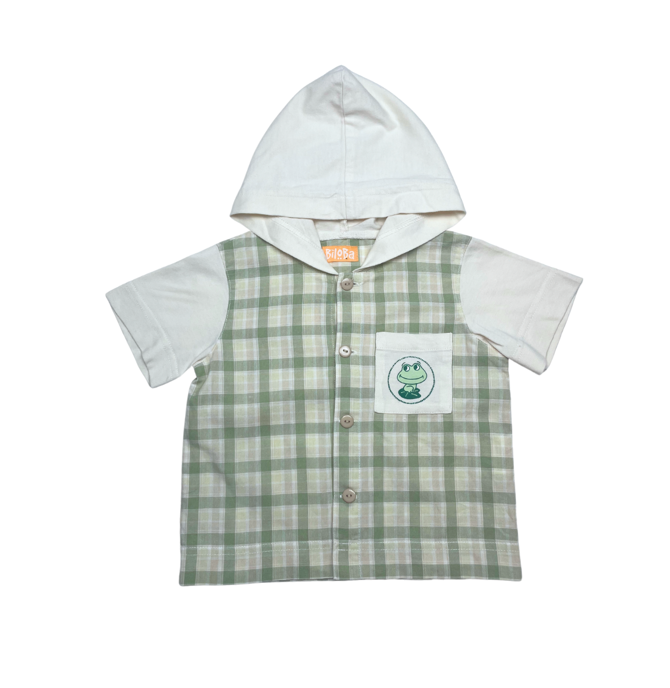 VINTAGE - Green hooded shirt with frog - 9 months