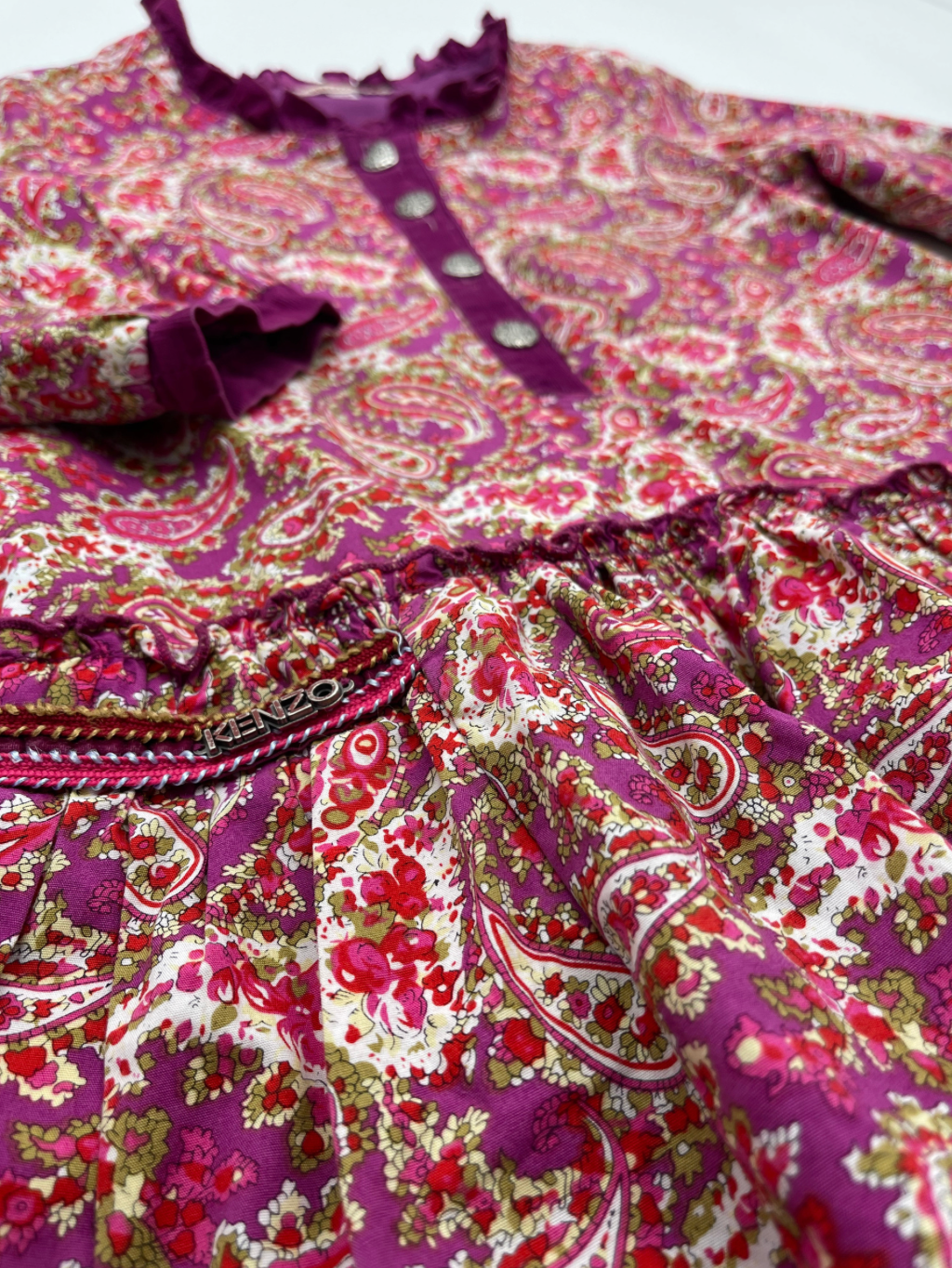 KENZO - Robe fuchsia à fleurs - 8 ans