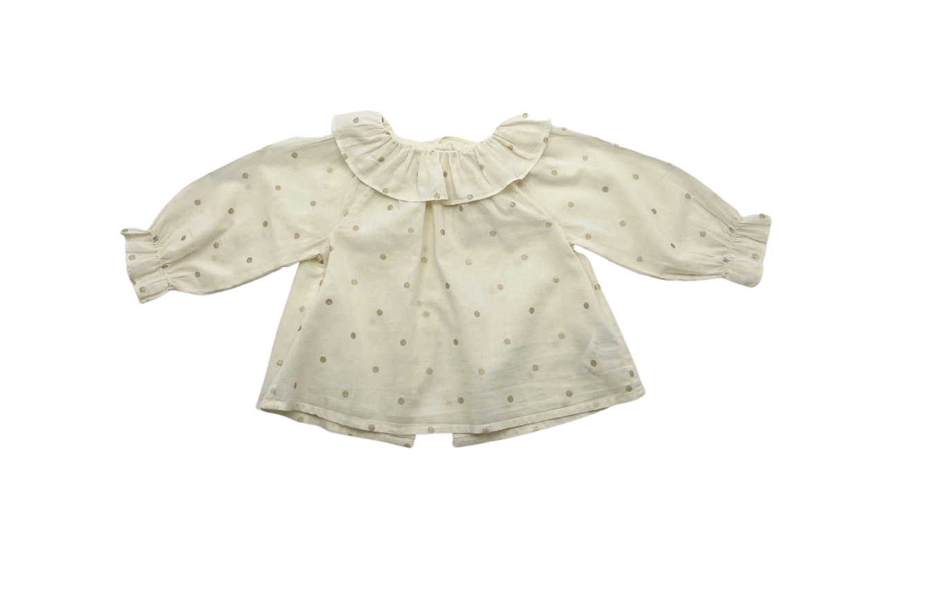 LOUIS LOUISE - Weiße Bluse mit goldenen Punkten - 6 Monate