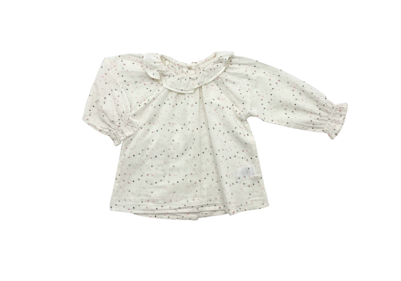 LOUIS LOUISE - White blouse with heart pattern - 18 months