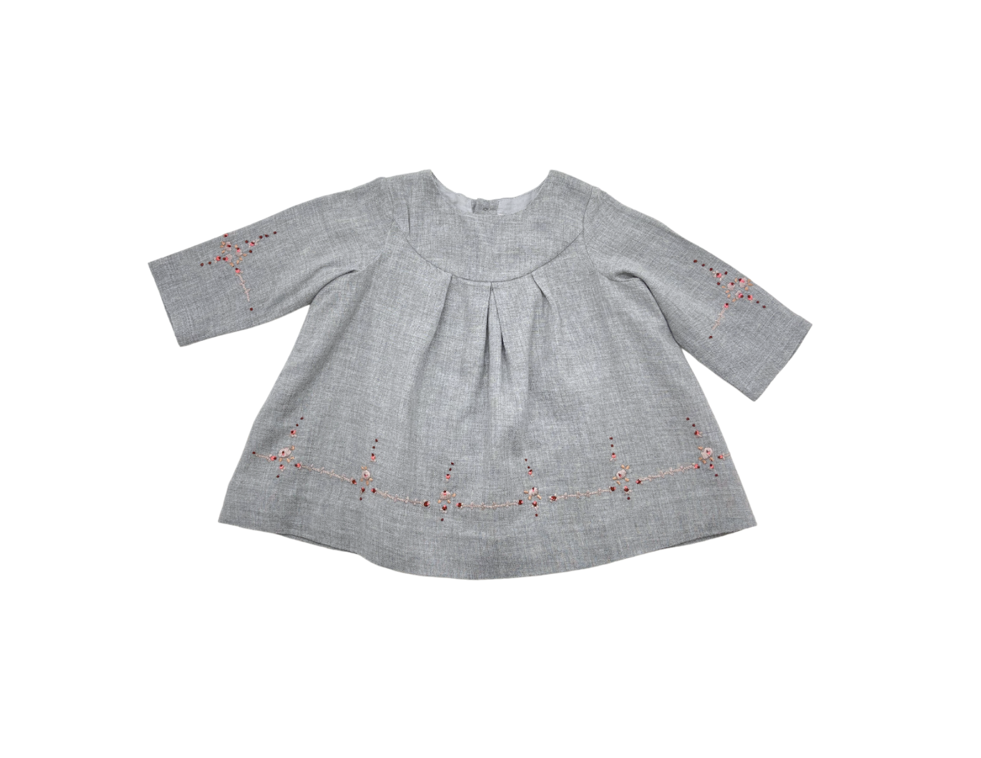 BONPOINT - Hand-embroidered gray blouse - 6 months