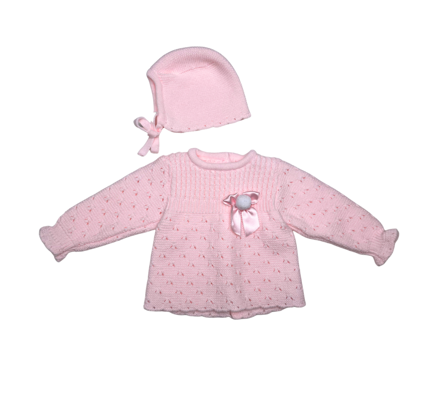 HANDMADE - Pink sweater with hat - 6 months