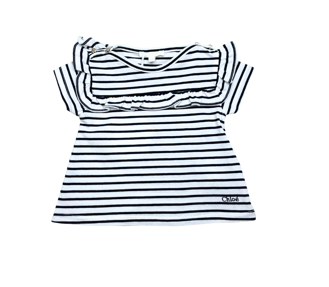 CHLOÉ - T-shirt à rayures bleues marine - 6 mois