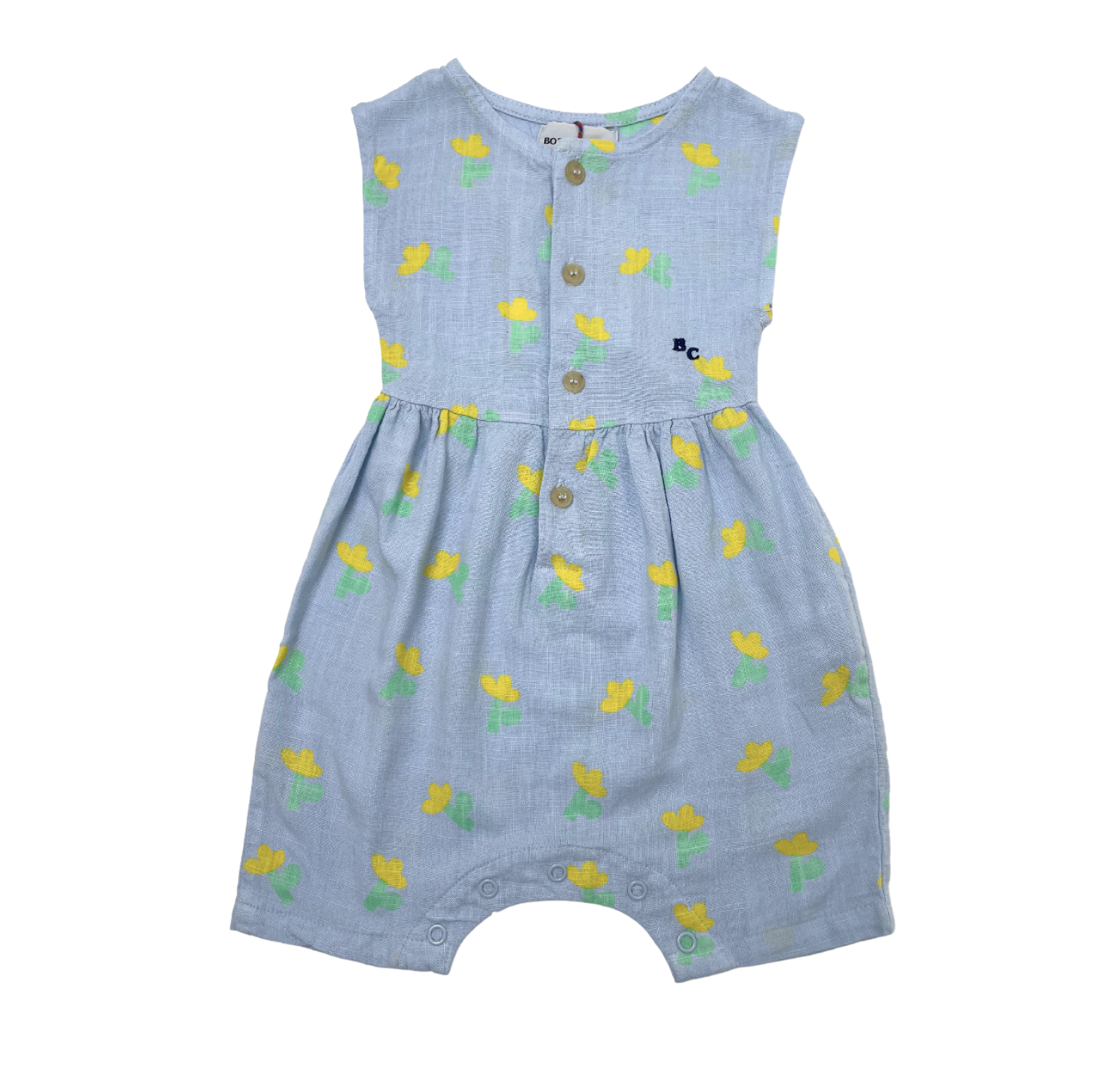 BOBO CHOSES - Combinaison bleue en lin - 3 mois