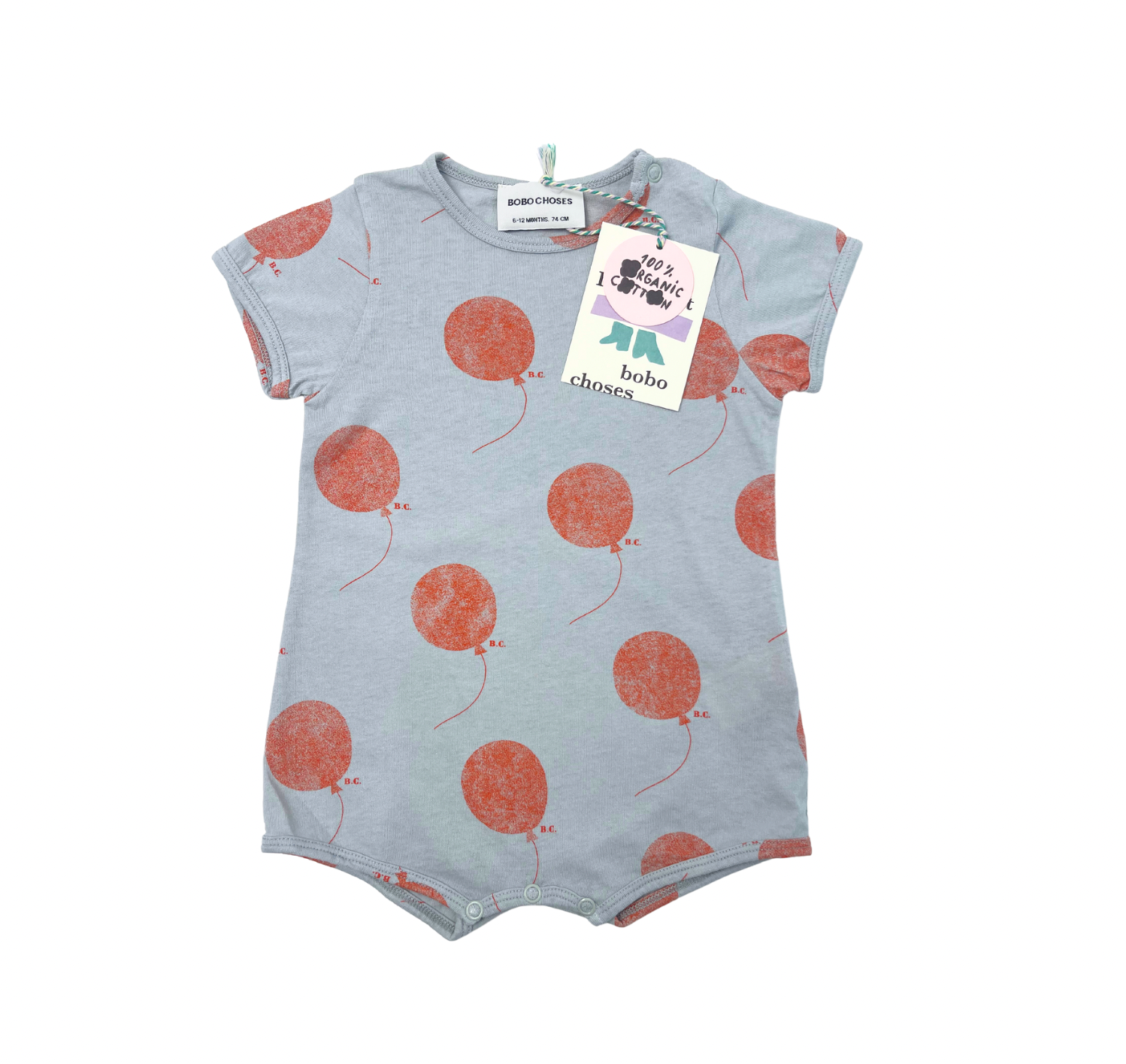 BOBO CHOSES - Combishort grise motif ballons - 6/12 mois