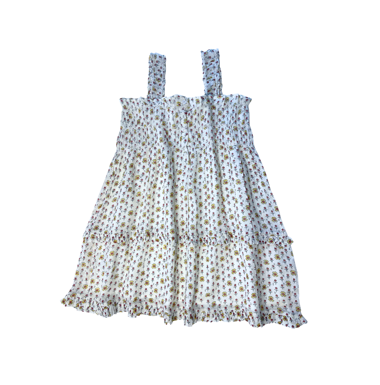 EMILE & IDA - Robe écru évasée à motif floral - 6 ans