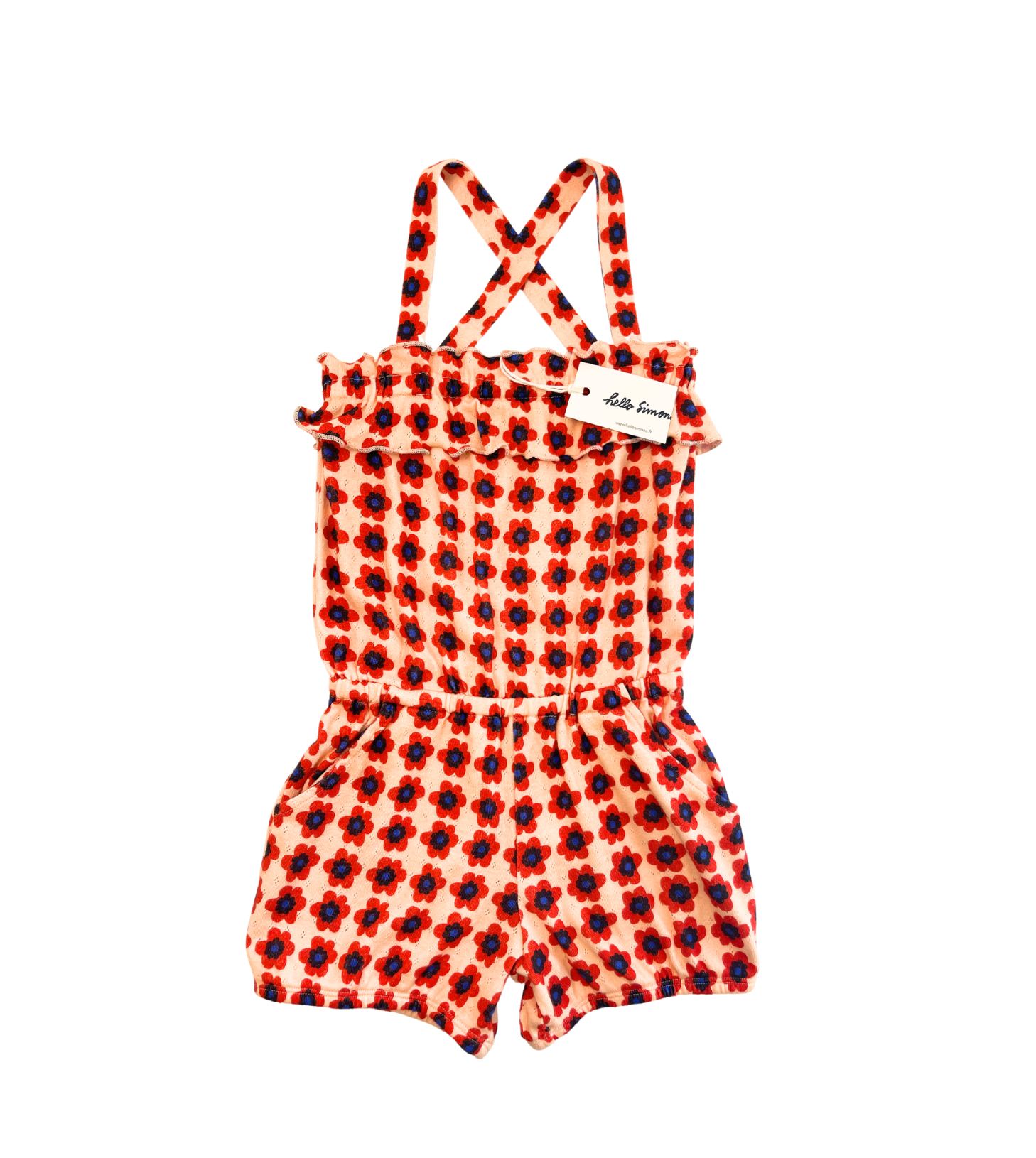 HELLO SIMONE - Combishort rouge à motif fleur - 6 ans
