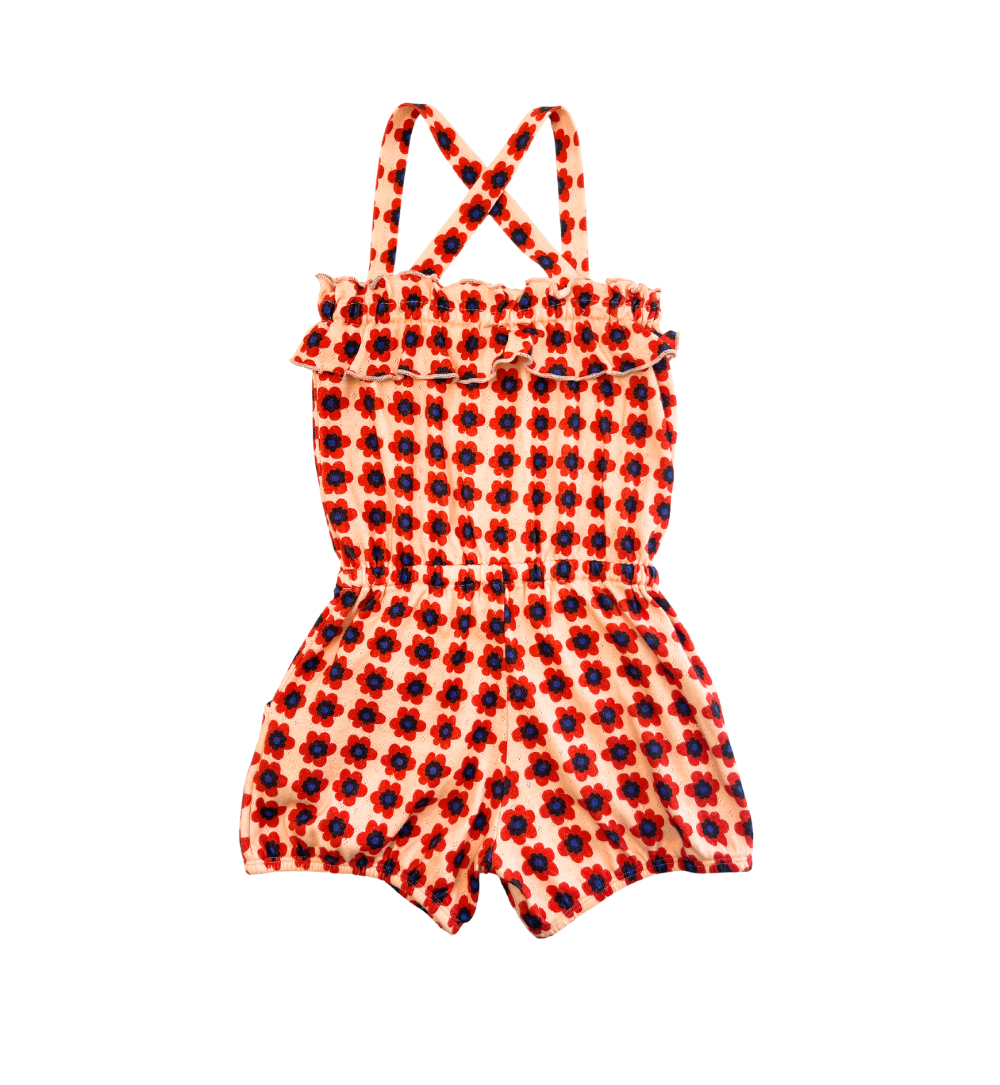 HELLO SIMONE - Combishort rouge à motif fleur - 6 ans