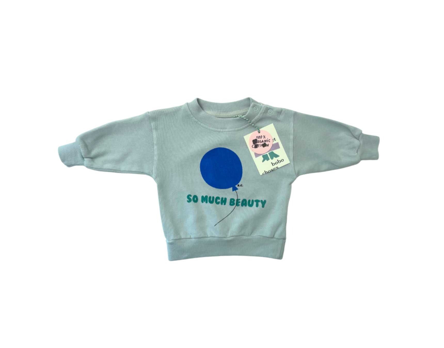 BOBO CHOSES - Sweat vert clair "So much beauty - 3/6 mois
