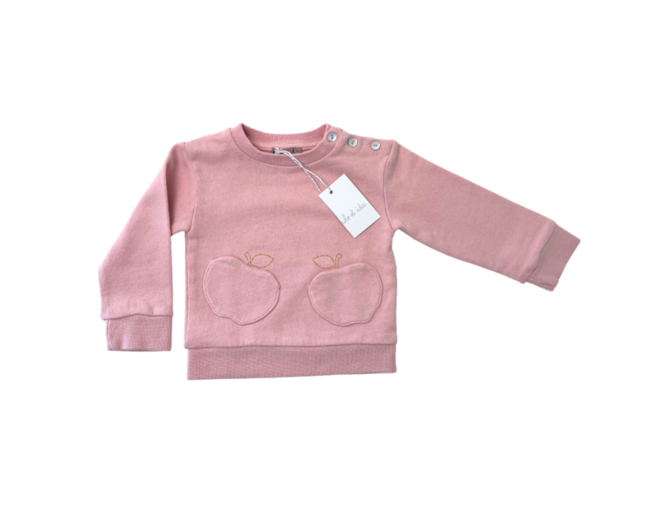 EMILE ET IDA - Sweat rose détails poches - 6 mois
