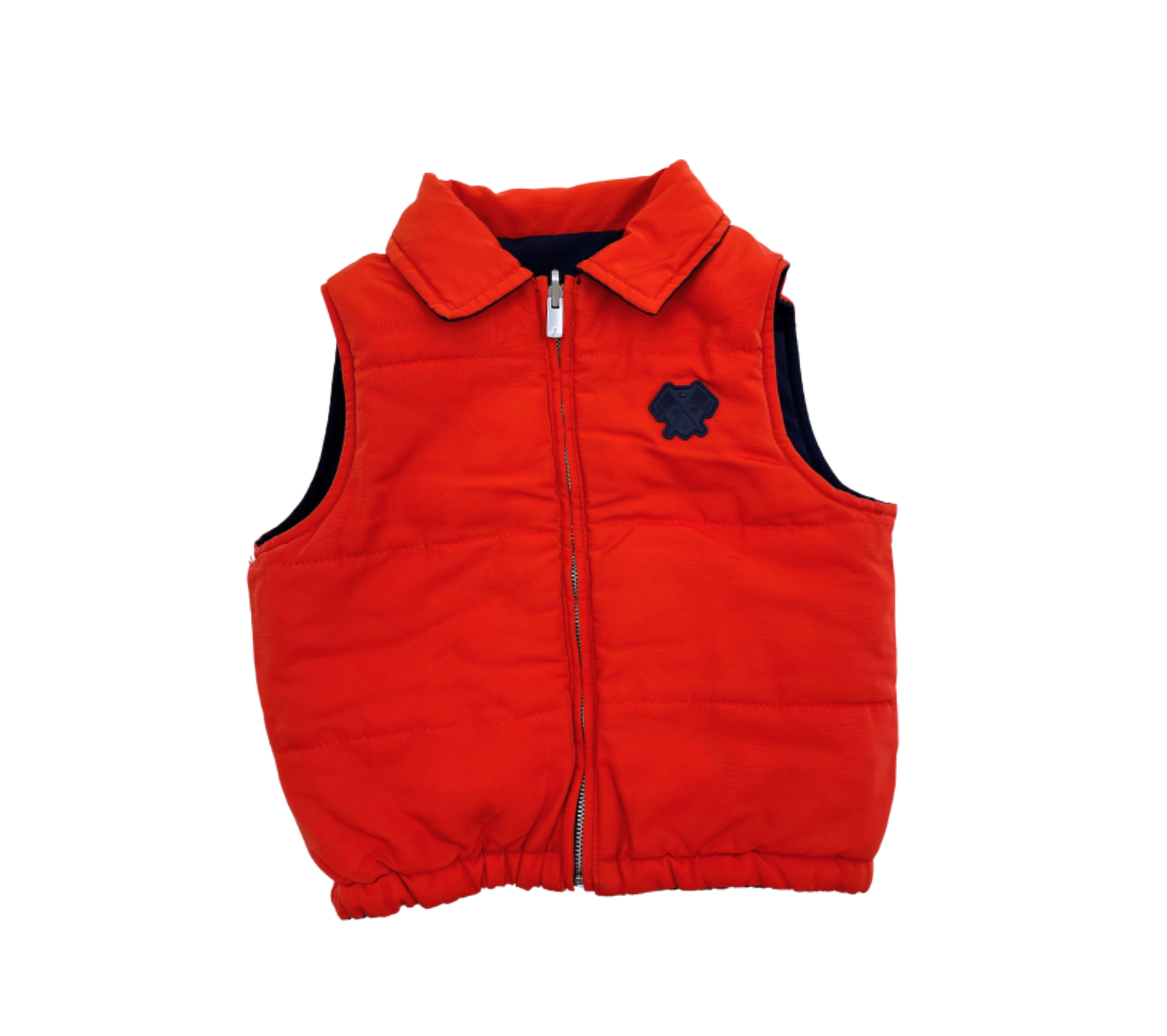 JACADI - Reversible sleeveless down jacket, navy blue / orange - 3 years