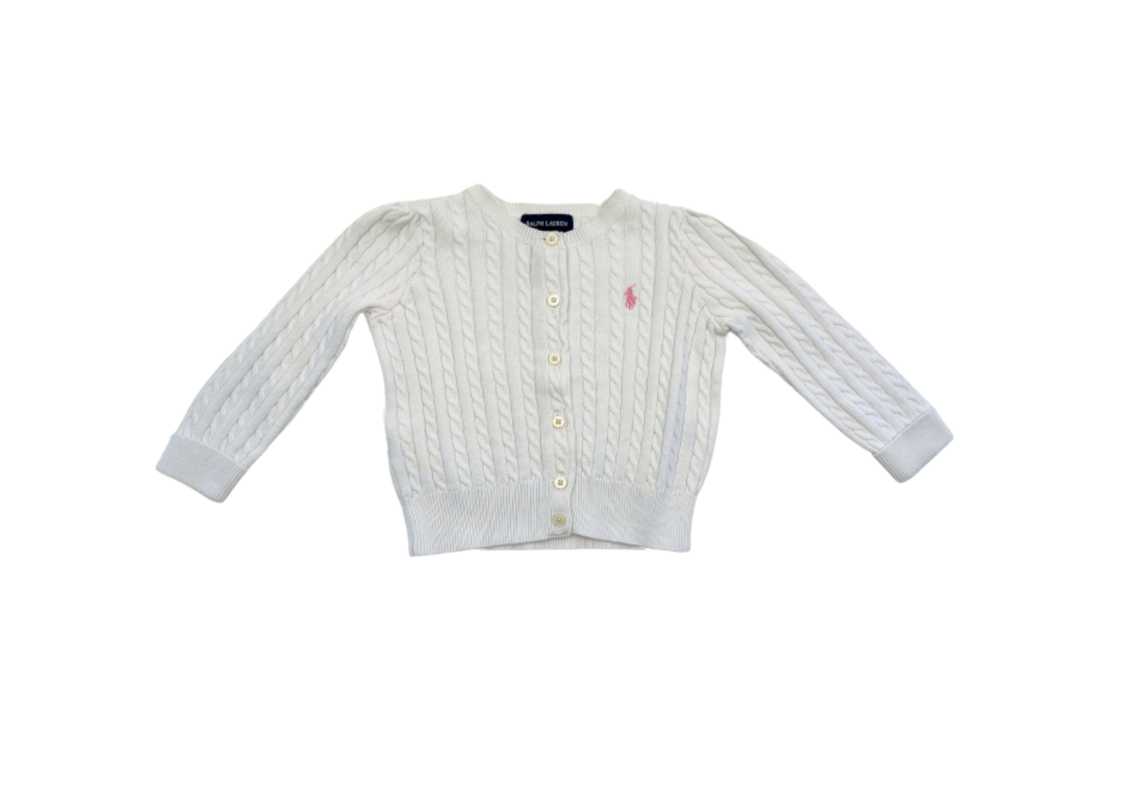 RALPH LAUREN - Cardigan blanc à torsades - 18 mois