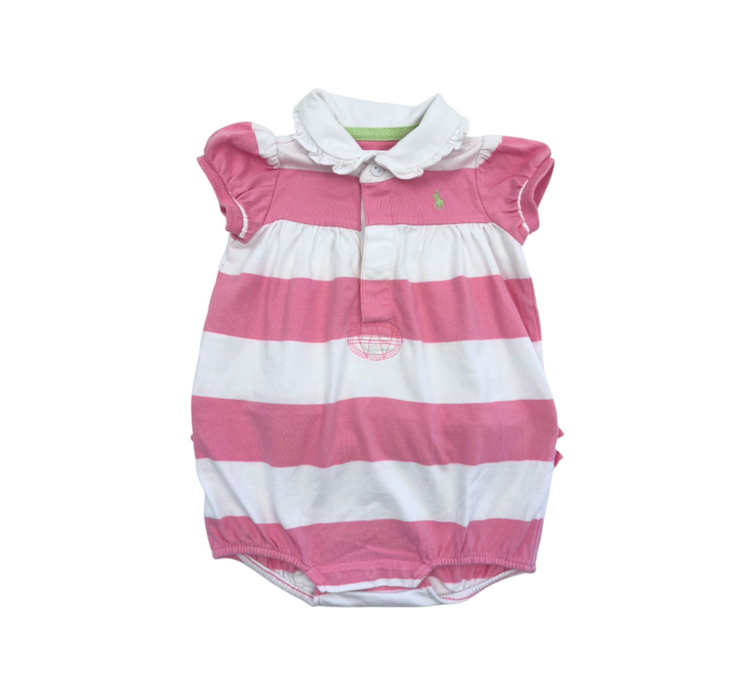 RALPH LAUREN - Combinaison rose rayée - 9 mois