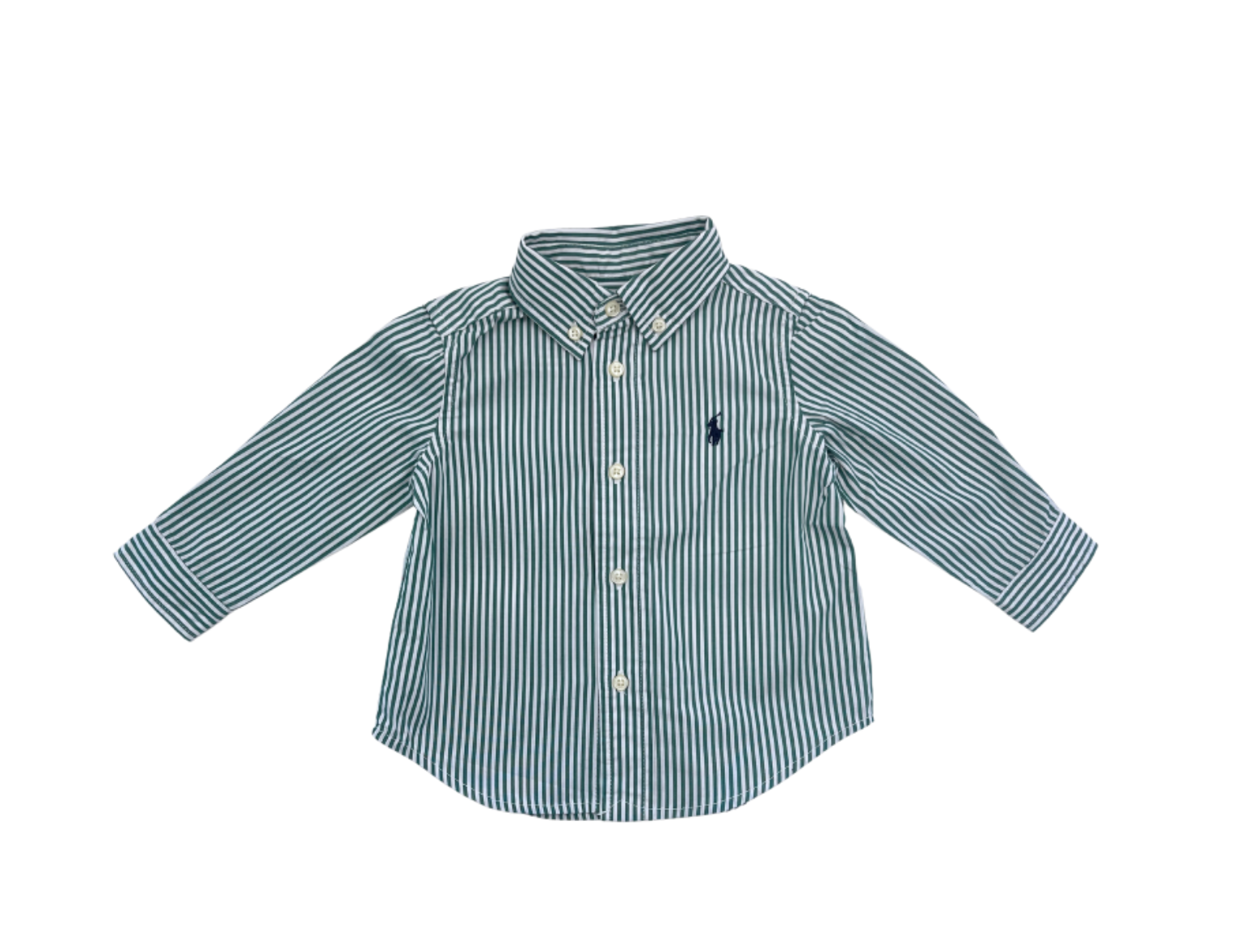 RALPH LAUREN - Chemise rayée verte - 9 mois