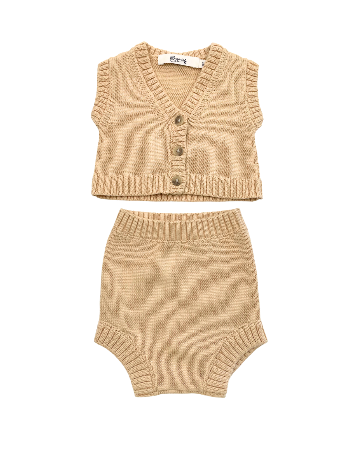 BONPOINT - Ensemble pull et short beige - 1 mois