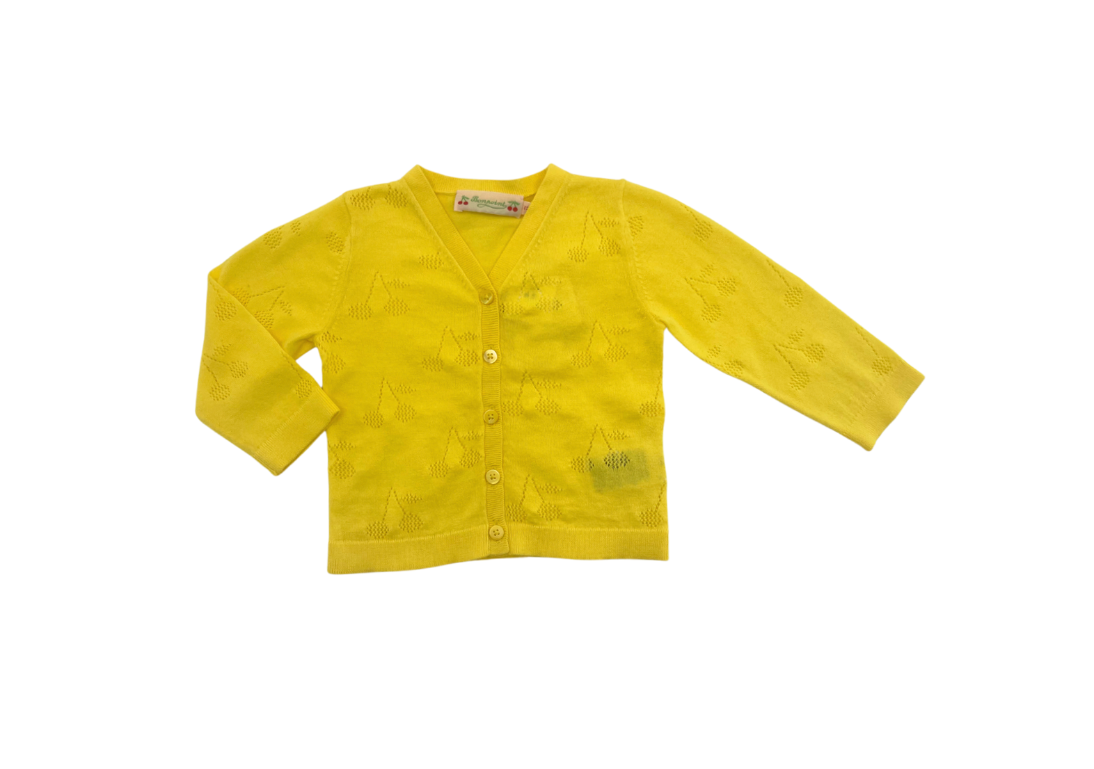 BONPOINT - Cardigan jaune détail cerises - 12 mois