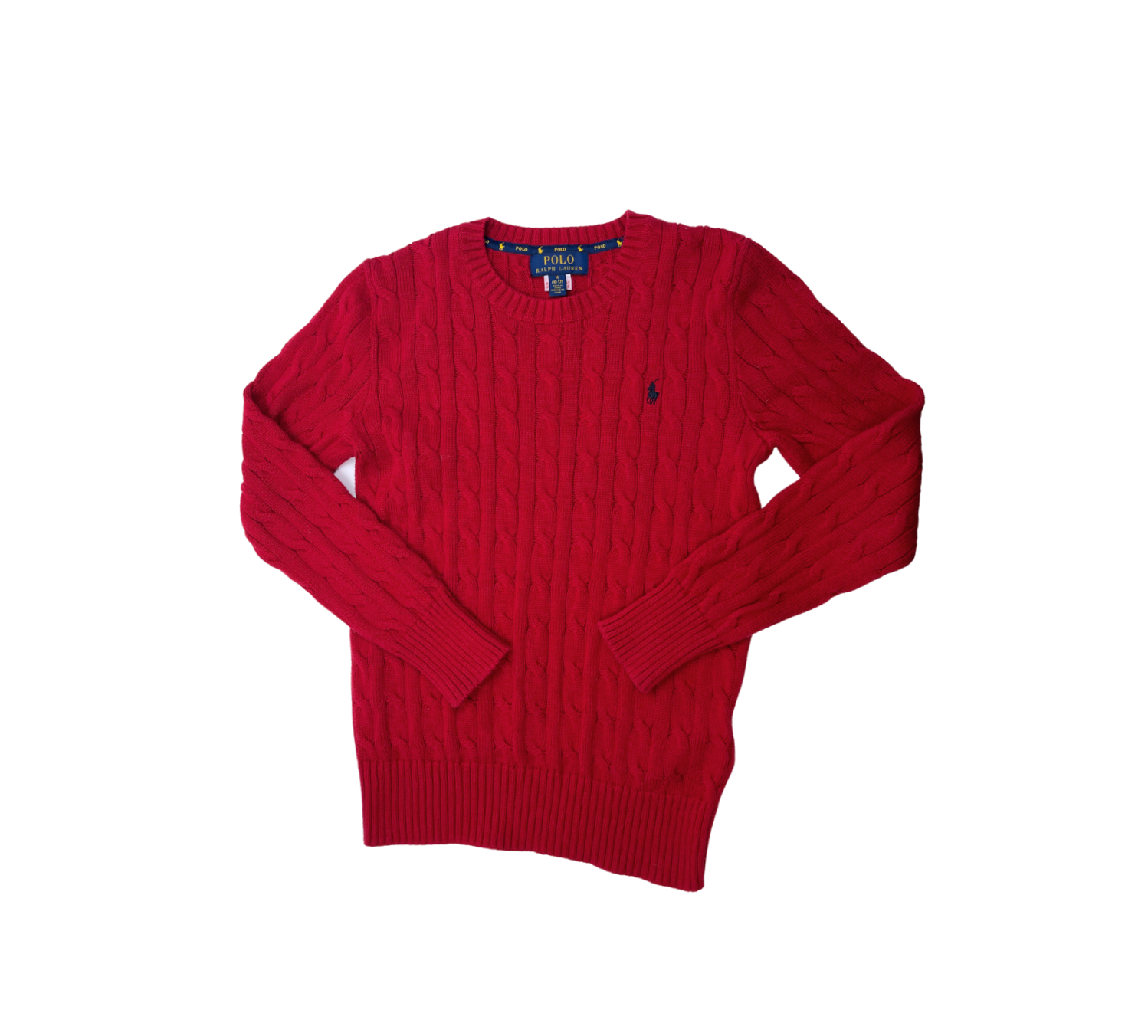 RALPH LAUREN - Pull torsadé rouge - 10/12 ans
