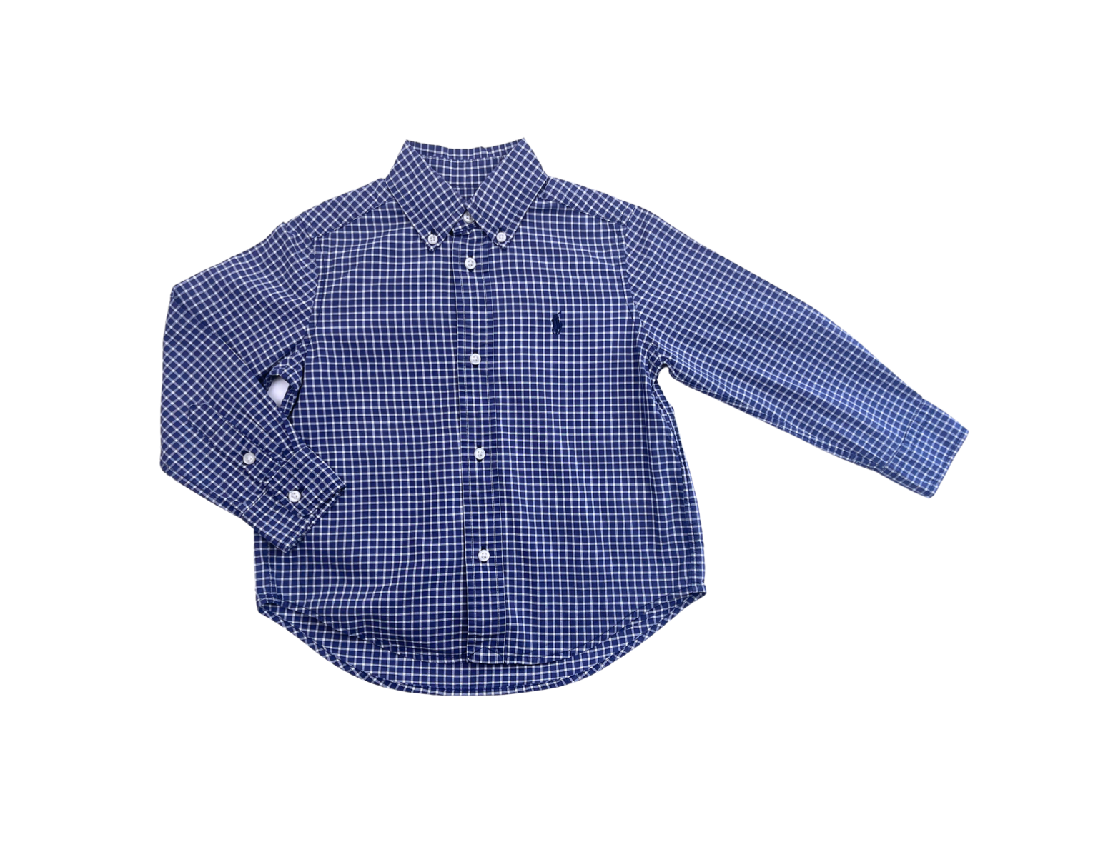 RALPH LAUREN - Chemise à carreaux bleu marine/blanc - 3 ans