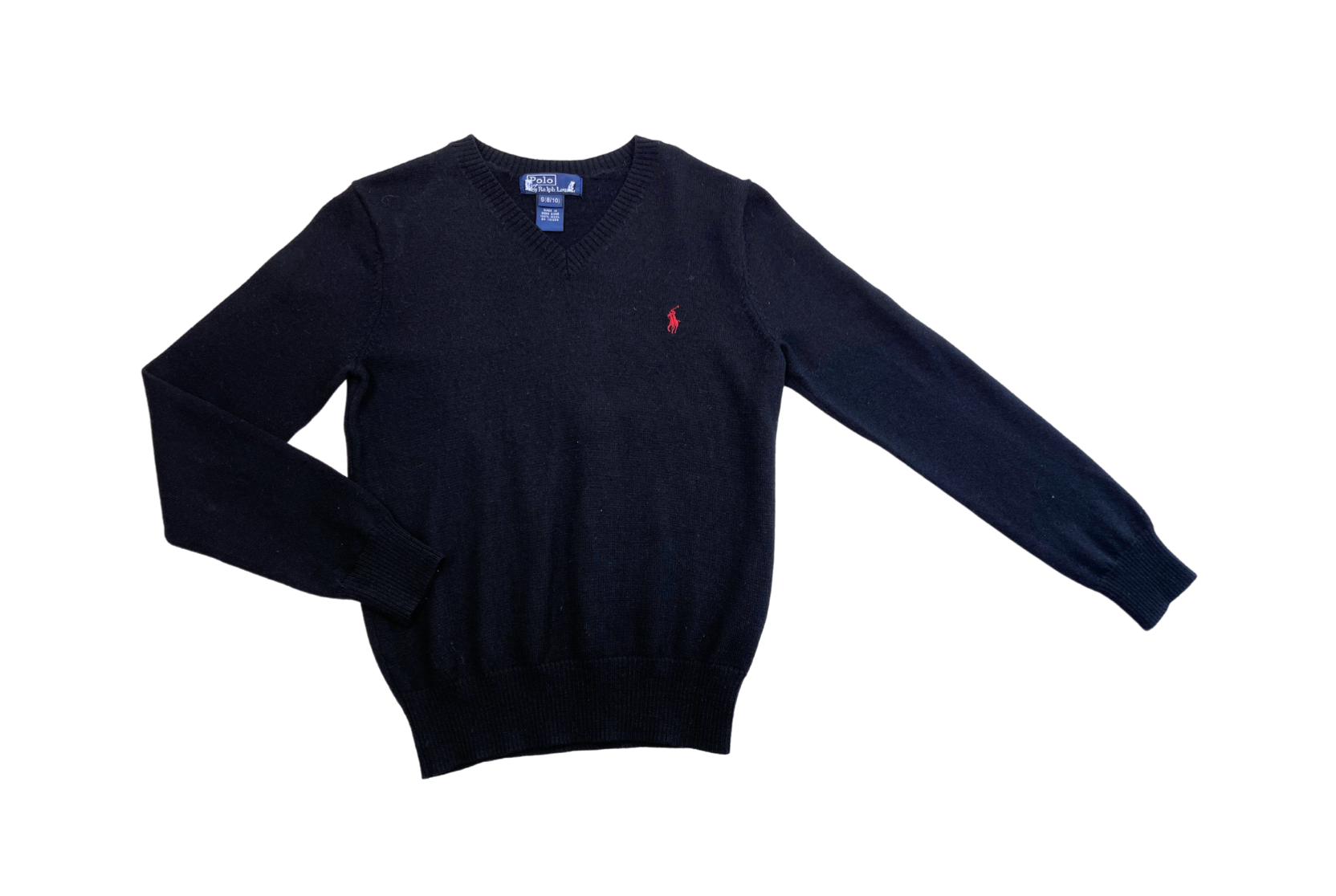 RALPH LAUREN - Pull en laine noir - 8/10 ans