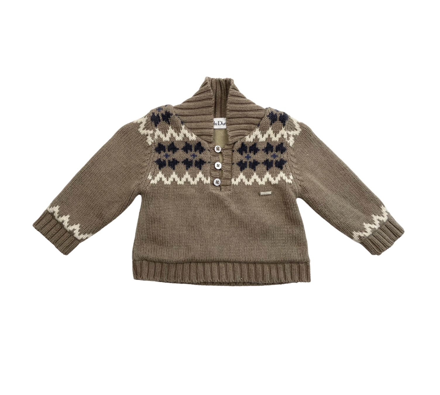 BABY DIOR - Pull marron en laine - 6 mois