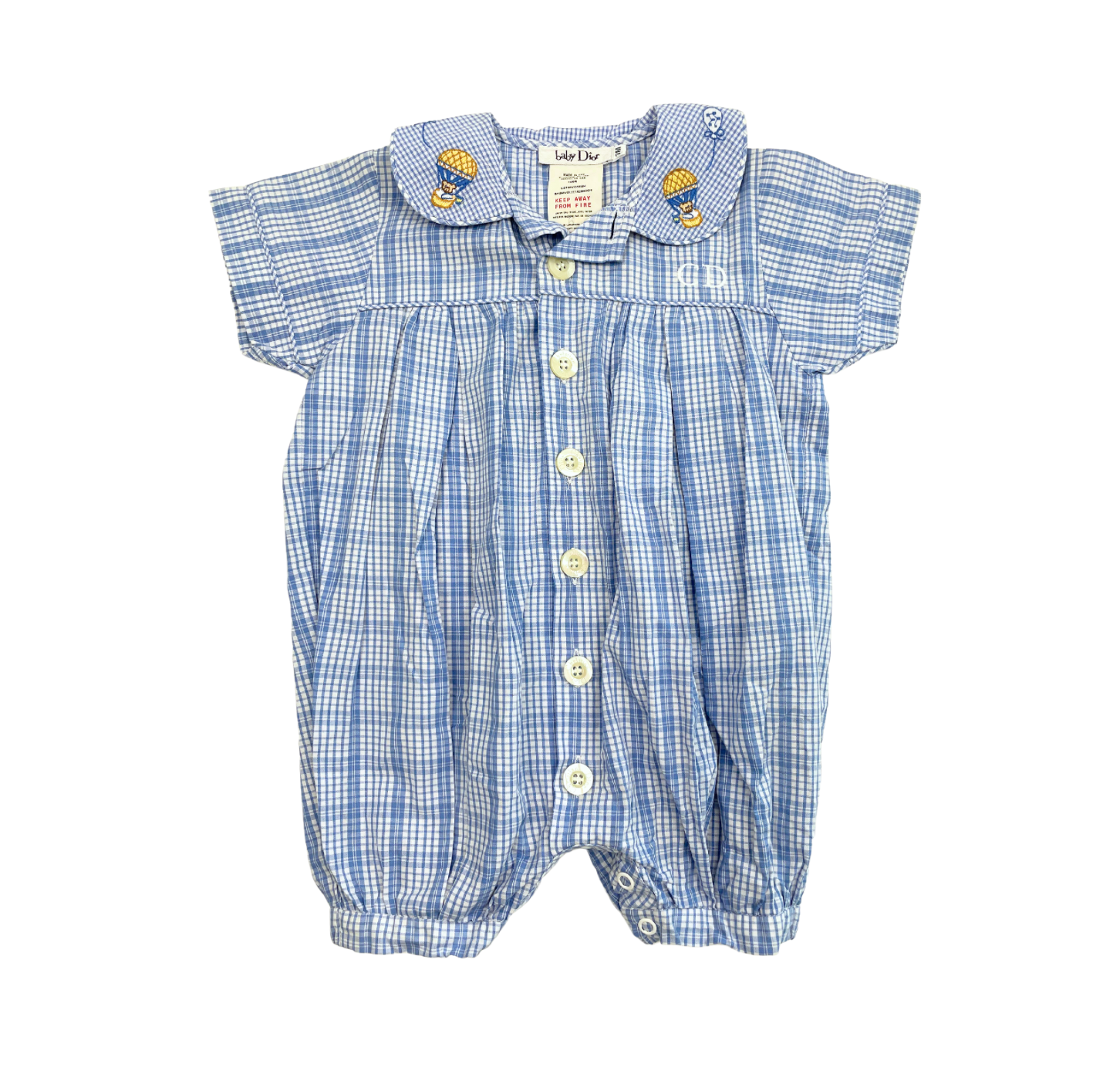 BABY DIOR - Combinaison bleue à carreaux - 3 mois