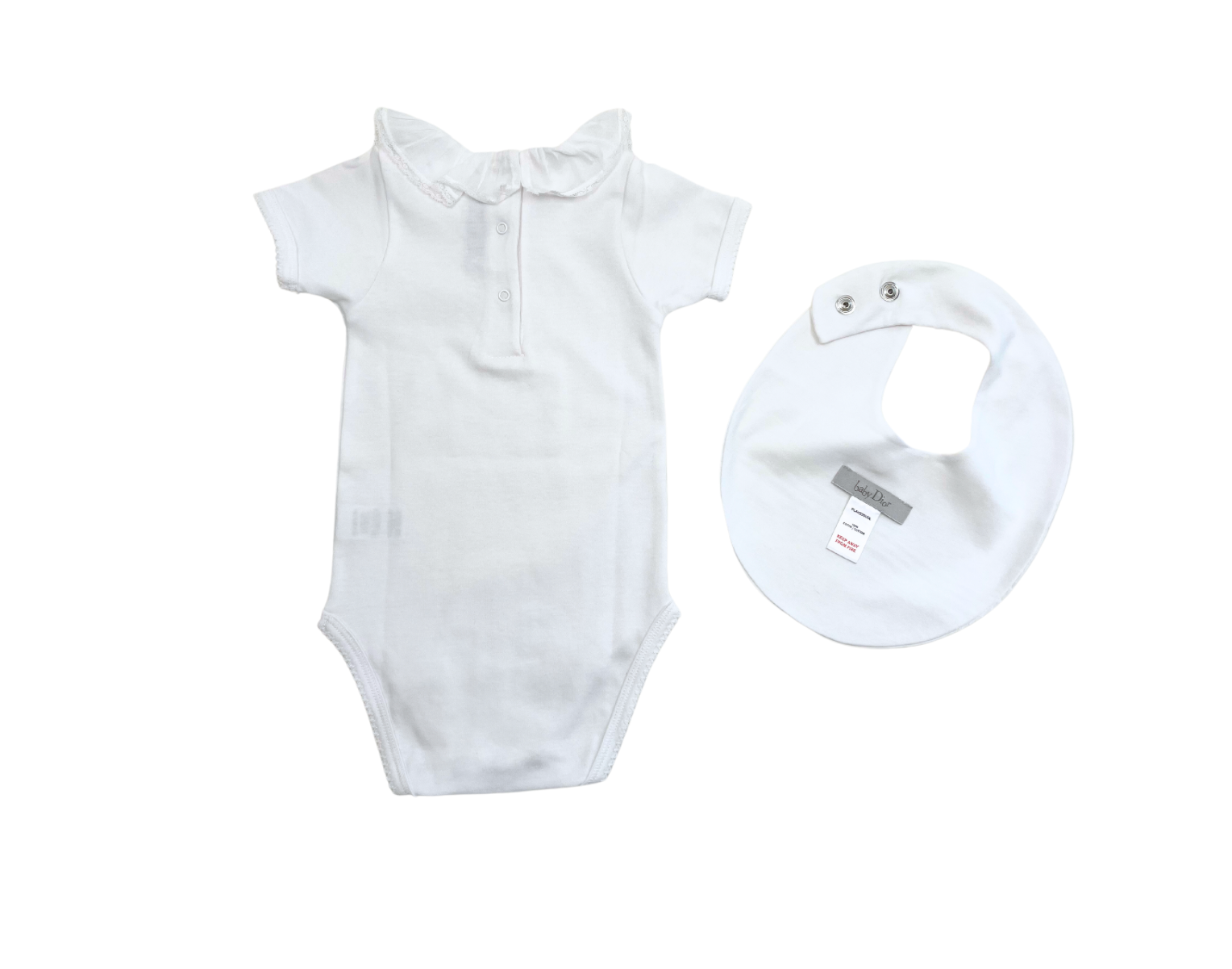 BABY DIOR - Body blanc avec son bavoir - 6 mois