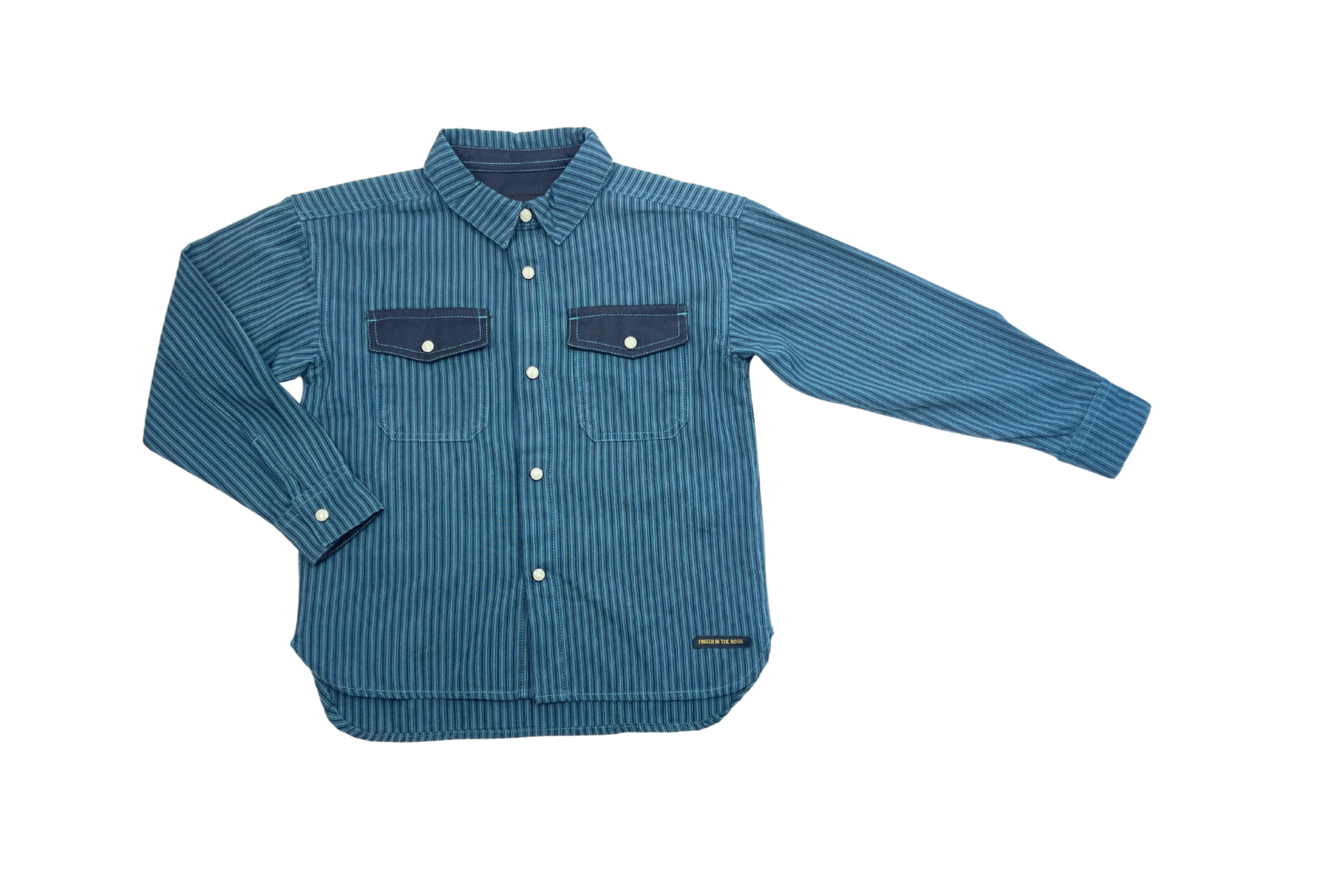 FINGER IN THE NOSE - Blau/grün gestreiftes Shirt - 6/7 Jahre